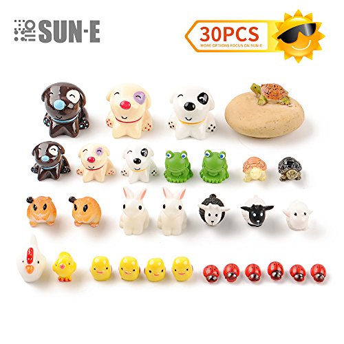 SUN-E 30Pcs Miniature Fairy Garden Ornaments Kit Set Lovey Animal theme for DIY Fairy Garden Dollhouse Decor