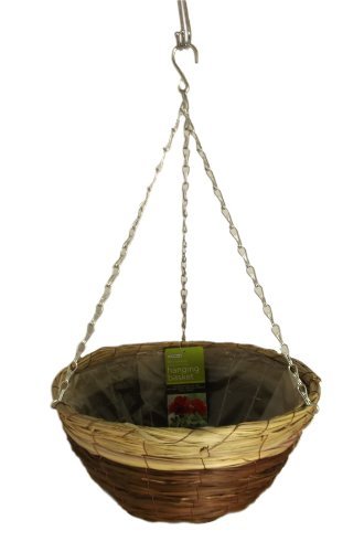 Gardman 14-inch Black Seagrass and Natural Grass Hanging Basket