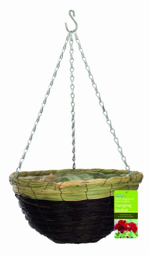 Gardman R265 Black Seagrass and Natural Grass Hanging Basket 14 Diameter