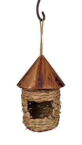 Small Hanging Natural Grass Twine Songbirds Bird House Birdhouse wRoof Model 10345 Home Garden Store