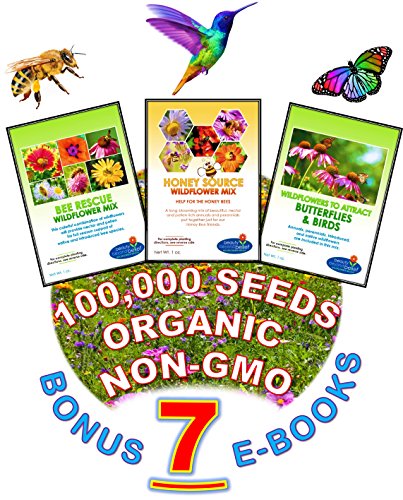 Wildflower Seeds Bulk  7 BONUS Gardening eBooks  100000 Open-Pollinated Organic Flower Seed Mix Packets Non-GMO No Fillers Annual Perennial Flower Seeds for Fall Planting Bees and Pollinators