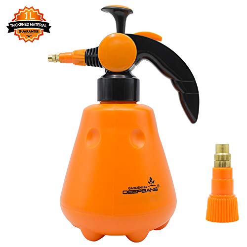 Hand held Garden Sprayer Pump Empty Water Bottle for Plant Flower Garden and Lawn Care Wash Car Clean Furniture - Yellow 1 Liter  35 oz