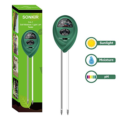 Sonkir Soil pH Meter MS01 3-in-1 Soil MoistureLightpH Tester Gardening Tool Kits for Plant Care Great for Garden Lawn Farm Indoor Outdoor Use Green