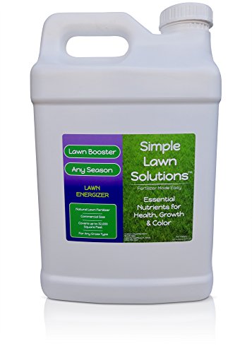 Commercial Grade Lawn Energizer- Grass Micronutrient Booster wNitrogen- Natural Liquid Turf Spray Concentrated Fertilizer- Any Grass Type All Year- Simple Lawn Solutions 25 Gallons