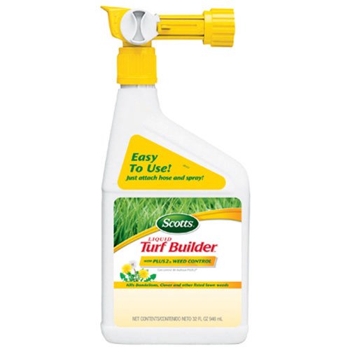 Scotts Liquid Turf Builder Lawn Fertilizer with Plus 2 Weed Control Liquid Lawn Fertilizer plus Dandelion Clover Other Lawn Weed Killer 32oz