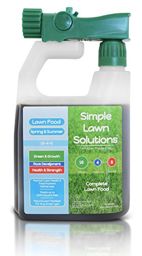 Advanced 16-4-8 Balanced NPK - Lawn Food Natural Liquid Fertilizer - Spring Summer Concentrated Spray - Any Grass Type - Simple Lawn Solutions 32 Ounce