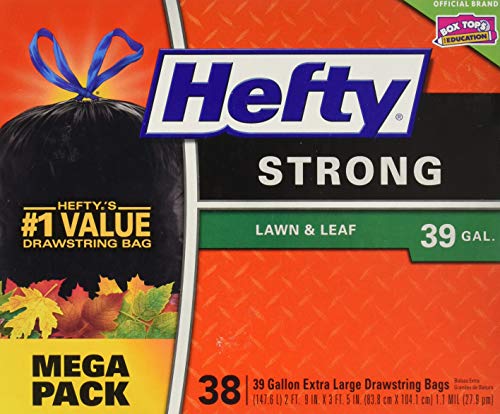 Hefty Strong Lawn and Leaf Large Garbage Bags 39 Gallon 38 Count