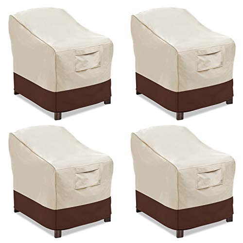 Vailge Patio Chair Covers Lounge Deep Seat Cover Heavy Duty and Waterproof Outdoor Lawn Patio Furniture Covers 4 Pack - Large Beige Brown