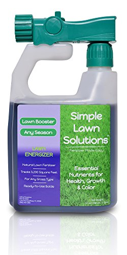 Commercial Grade Lawn Energizer- Grass Micronutrient Booster wNitrogen- Natural Liquid Turf Spray Concentrated Fertilizer- Any Grass Type All Year- Simple Lawn Solutions- 32 Ounce