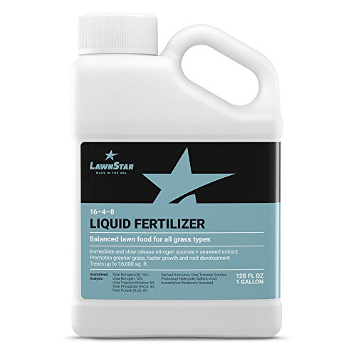 LawnStar 16-4-8 NPK Fertilizer 1 Gallon - Makes Grass Grow Greener Faster - Liquid Lawn Food with Slow Fast Release Nitrogen - Ideal Spring Summer Spray for All Grass Types - American Made