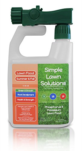 Ultimate 3-18-18 NPK- Lawn Food Natural Liquid Fertilizer- Concentrated Spray- Any Grass Type- Summer Fall Nutrients- Simple Lawn Solutions 32-Ounce- Green Grow Root Growth Health Strength