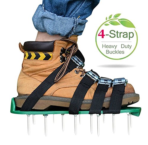 Lawn Aerator Sandals Set - upgraded 4 Straps Kitclantm Lawn Aerator Spiked Shoes For Aerating Your Lawn Or