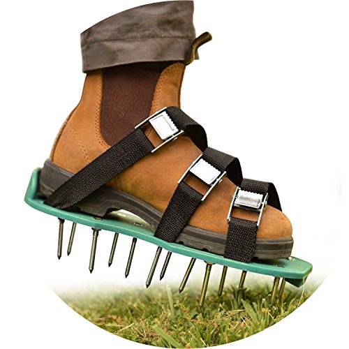 Lawn Aerator Shoes By Nig Tools - Lifetime Heavy Duty Spiked Shoes - 2&quot Long Steel Nails - 3 Adjustable Durable