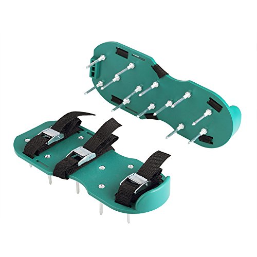 Lawn Aerator Shoes Spiked Sandals with Velcro 3 Straps and Metal Buckles Heavy Duty Deep Spikes for Aerating Garden Yard Public Lawn Plaza Golf Green