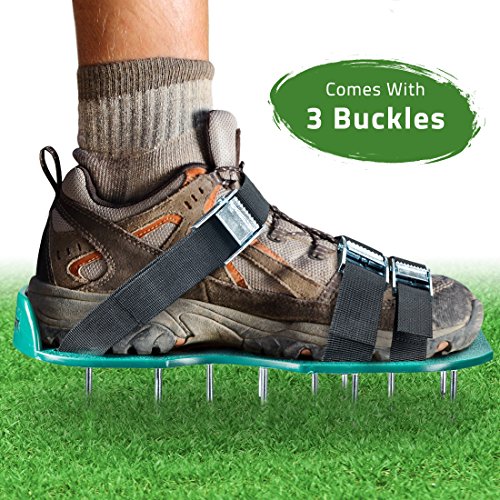 Lawn Aerator Spike Shoesndash For Effectively Aerating Lawn Soilndash Comes With 3 Adjustable Straps With Metallic Buckles