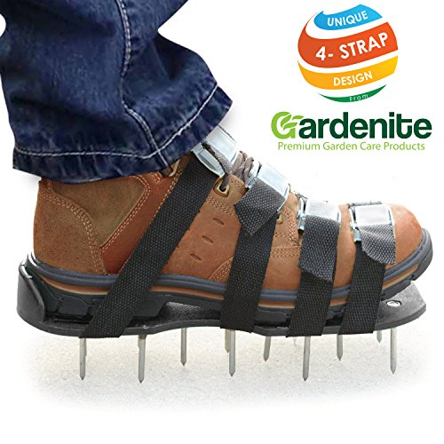 Premium Nylon  Not Plastic  Heavy Duty Lawn Aerator Shoes - 4 Adjustable Straps And Metal Buckles - Nylon Aeration