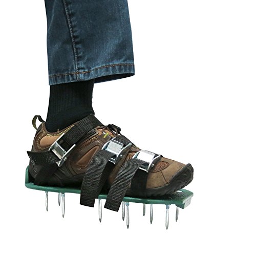 Punchau Lawn Aerator Shoes Wmetal Buckles And 3 Straps - Heavy Duty Spiked Sandals For Aerating Your Lawn Or