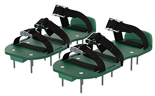 Sharkk Basics Lawn Aerator Shoes w Metal Buckles and 3 Straps - Heavy Duty Spiked Sandals for Aerating Your Lawn or Yard