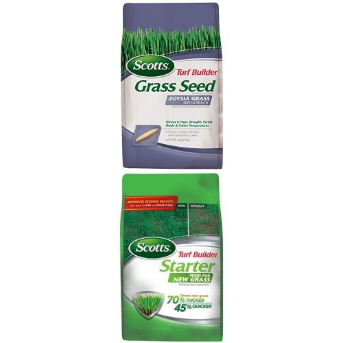 Scotts Turf Builder Zoysia Grass Seedamp Mulch And Starter Food For New Grass Bundle