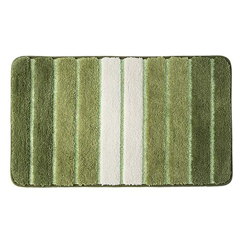 GBATHMAT Simple Striped Bedroom Entrance Mat Floor Mat Door Mat Carpet Bathroom Bathroom Non-Slip Absorbent Foot Pad Soft Grass Green 50X80cm