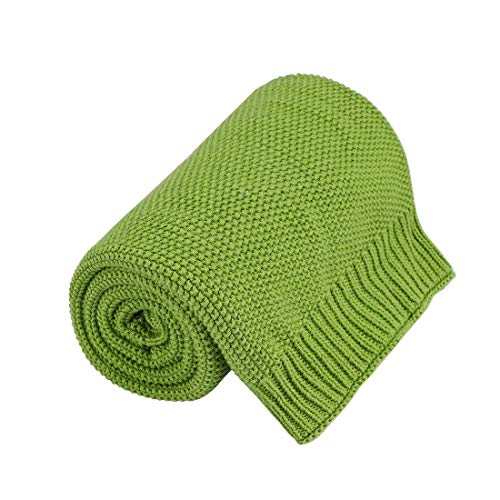 PICCOCASA 100 Cotton Knit Twin Size BlanketSolid Lightweight Decorative Bed Sofa Couch Blanket TwinSoft Grass Green Knitted Blanket for Bed Couch60 x 78
