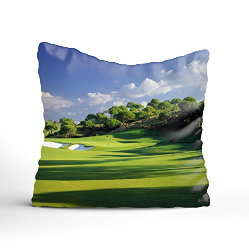 Printed Golf Soft Grass Cover Pillows Case Soft Throw Pillow Double-Sided Couch Pillowcase 18x18