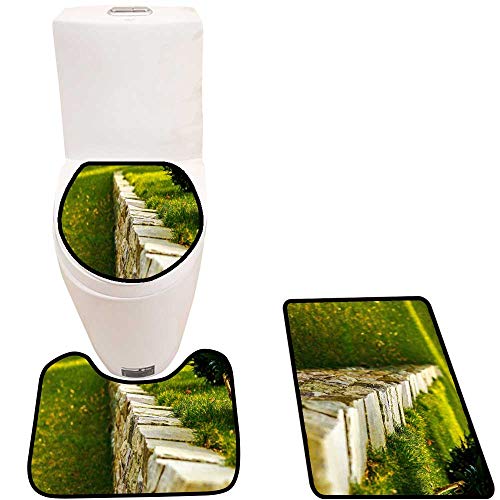 Toilet mat 3 Pieces Microfiber Soft Grass Non Slip Bathroom