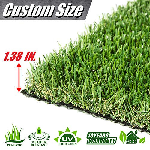 ColourTree Sample 138 Grass Height TGA 4 Tones Artificial Turf Faux Grass Mat Lawn Rug - Premium Commercial Grade Realistic Synthetic - for Outdoor Indoor Available Custom Size