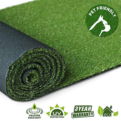 GL Artificial Grass Turf Lawn 08inch Realistic Synthetic Grass Mat Indoor Outdoor Garden Lawn Landscape for PetsFake Faux Grass Rug with Drainage Holes 4FT X11FT44 Square FT