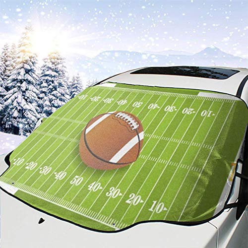 Ernest Congreve Grass Sport Football Field Car Windshield Cover for Ice Snow Frost Sun Auto Front Window Shades Protector Fits All 4 Season Winter Summer Vehicle SUV Sunshade Covers 58 x 465 inch