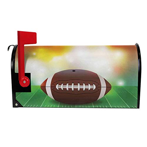 JinSPef Mailbox Covers American Football Ball On Grass Sports Magnetic Mailbox Cover Wraps Post Letter Box Cover Garden Decor Standard Size 21x18 in