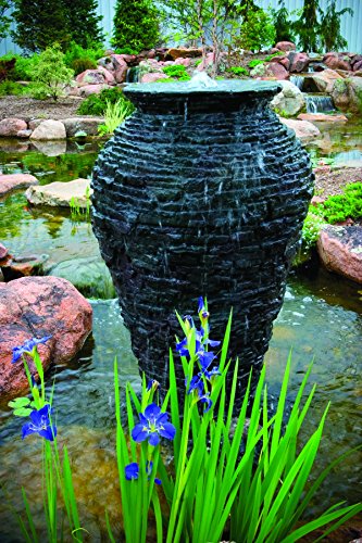 Aquascape 98940 Large Stacked Slate Urn Fountain For Landscape And Gardens 56-12 Inches Tall