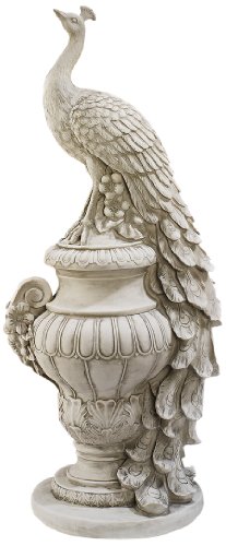 Design Toscano Staverden Castle Peacock On An Urn Garden Statue Antique Stone