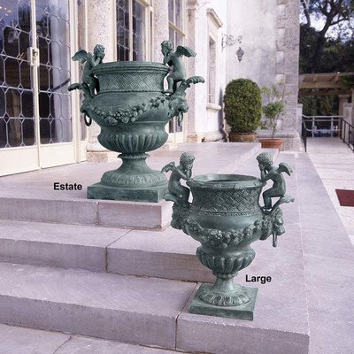 Design Toscano The Duval Double Cherub Lost Wax Bronze Garden Urn Large