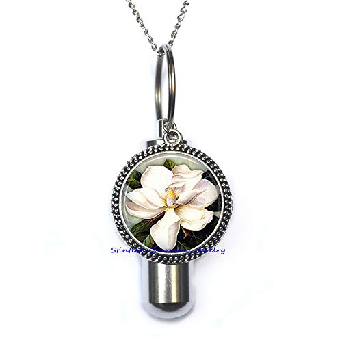 Southern Magnolia URN Magnolia Flower Magnolia Jewelry Magnolia Cremation URN Necklace Resin URN-JP232