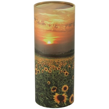 Sunflowers Scattering Tube for Human Ashes Adult Sized Biodegradable Urn 125 inches High Yellow Flower Urn