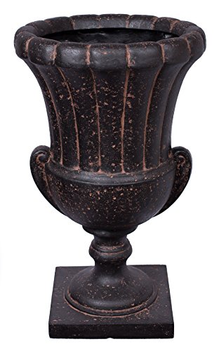 Birdrock Garden Corinthian - Aged Charcoal  Indoor Outdoor Planter Urn