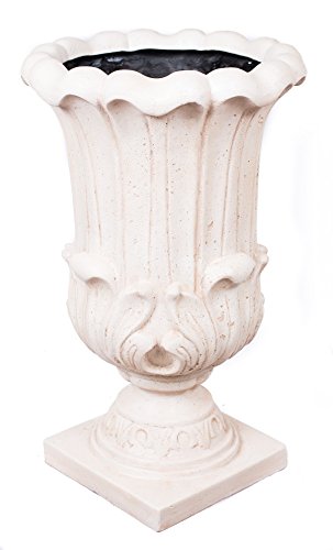 Birdrock Garden Melodia Urn - Aged White  Indoor Outdoor Planter Urn