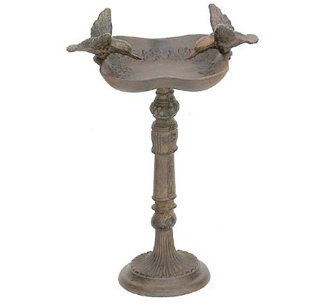 Cast Iron Tall Rustic Birdbath W 2 Hummingbirds Garden Bath Feeder Bird