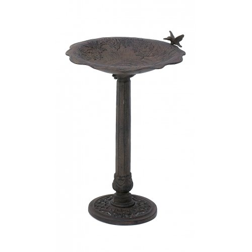 Cast Iron Tall Rustic Birdbath W Hummingbird Garden Bath Feeder Bird Fairy