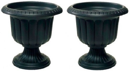 2 Pack Novelty Mfg 38148 14&quot Black Classic Porch Urn Plastic Planters