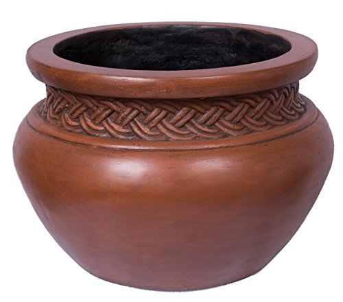 Birdrock Garden 16&quot Dia Platted Jar - Medium Dark Brown  Outdoor Planter Urn