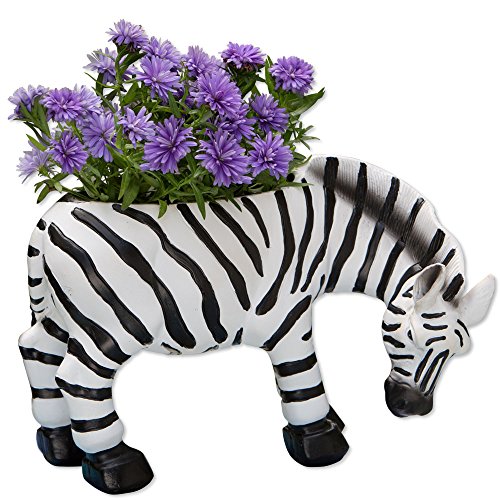 Bits And Pieces - Indoor-outdoor Zebra Planter - Whimsical Wildlife Animal Urn For Plants - Durable Polyresin