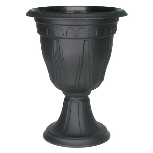 Dcn Plastic 1420bk Tall Azura Urn Planter, Black