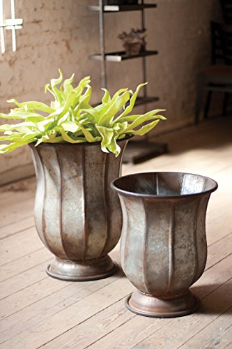 KALALOU CMN1026 SET2 METAL URN PLANTERS