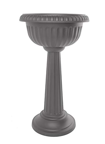 Bloem GU180-908 Grecian Urn Tall Pedestal Planter 32 Charcoal Gray