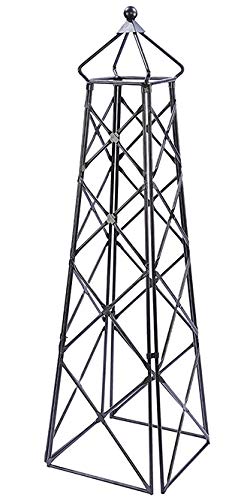 Achla Designs OBL-25 Lattice Wrought Iron Garden Obelisk Trellis Graphite