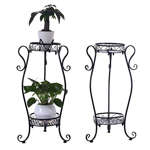 Luonita Plant Stand IndoorOutdoor 2-Tier Metal Flower Stand Floor Model Potted Plant Display Stand Rack Shelf Rustproof Iron Garden Container Plant Holder Shipping from CA，NJ Black