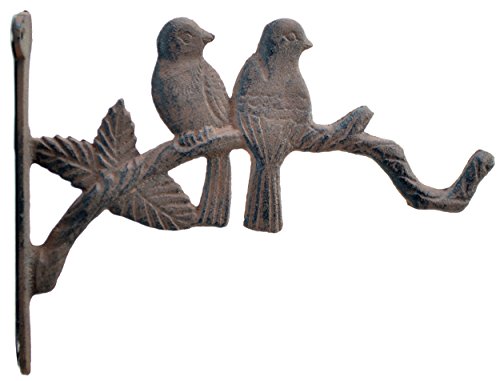 Love Birds Decorative Plant Hanger Cast Iron Flower Basket Hook 10 Deep