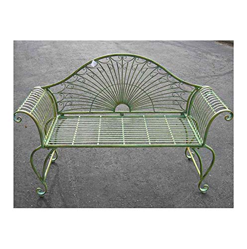 Garden-Bench 37 High - Wrought Iron - Antique Green Finish